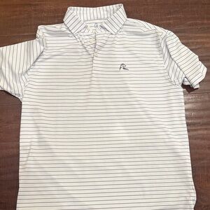 Rhoback Classic White Polo with Black Stripes